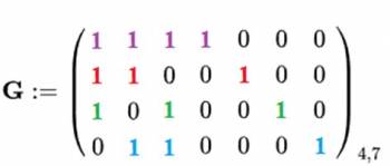  Матрица генерации для кода Хэмминга 7,4 